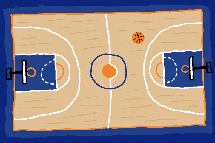 Amateur doodle of a basketball court seen from above